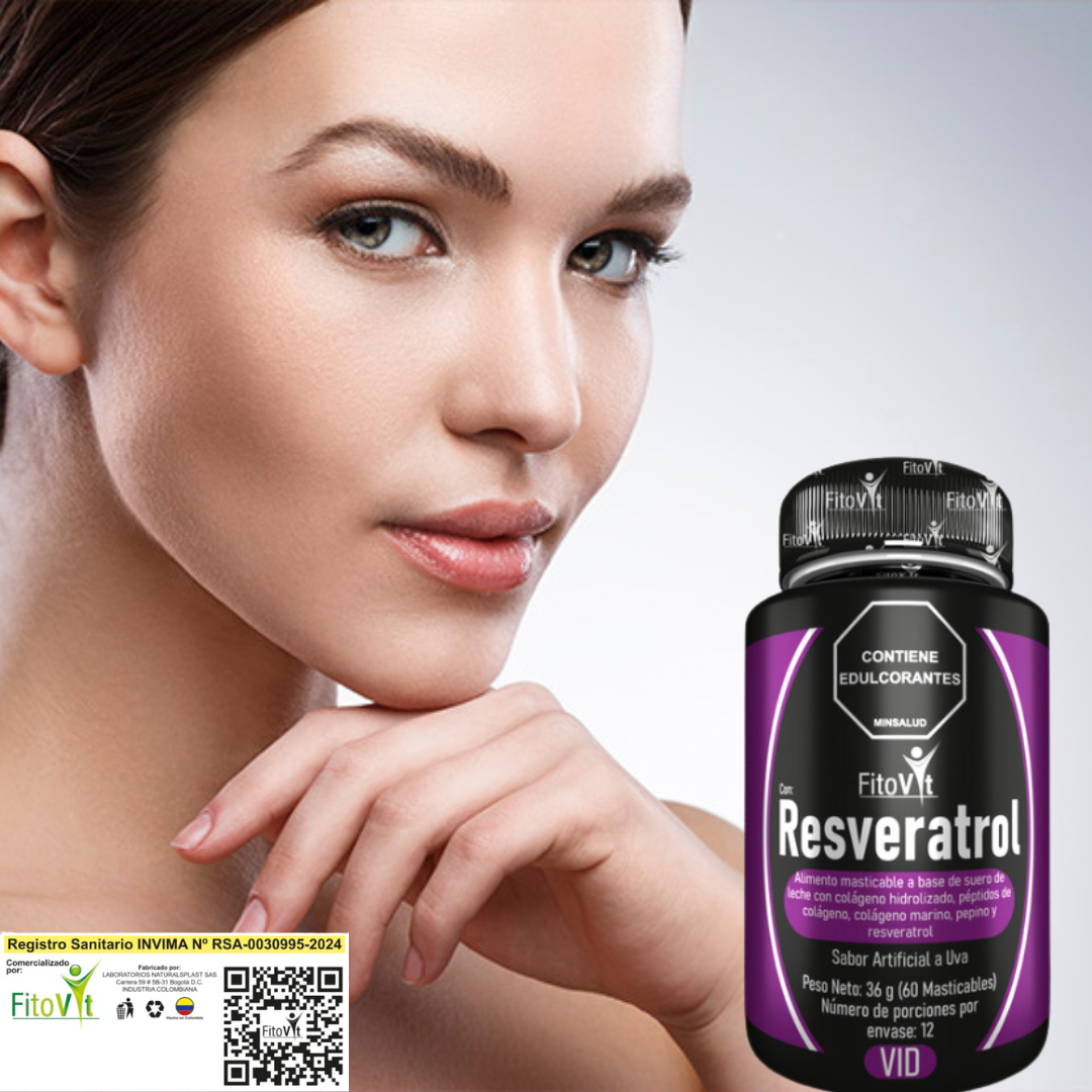 Resveratrol® x60 cápsulas con Colágeno - Rejuvenece y revitaliza tu piel (con registro INVIMA)